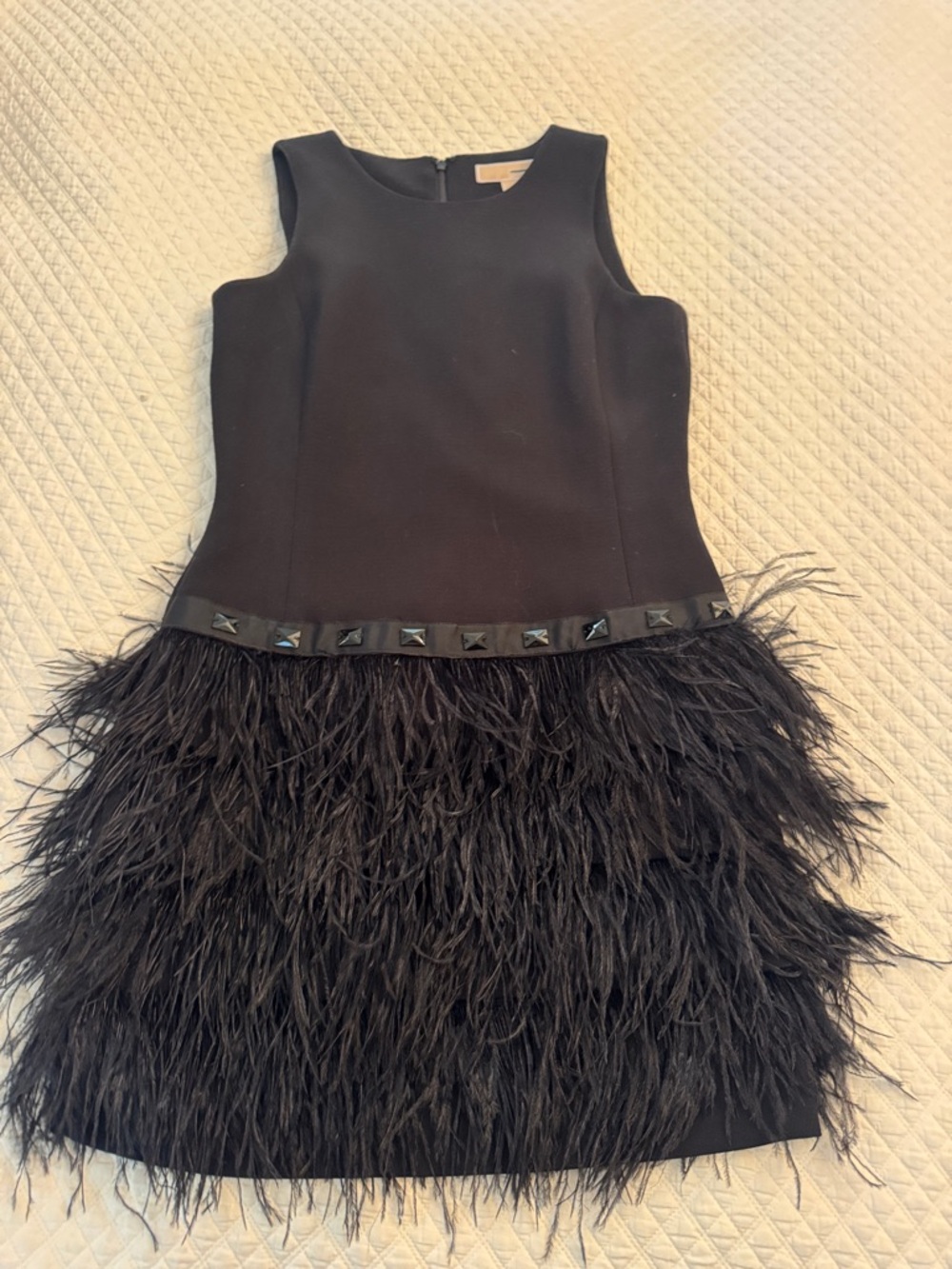 Michael Kors Black Feather-Trim Girls' Formal Dress